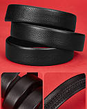 Набір чоловічий шкіряний ремінь автомат і гаманець-шум. Чоловічий подарунковий набір у коробці (чорний), фото 6