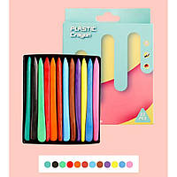 Парафінові (воскові) кольорові олівці Plastic Crayon 12 кольорів
