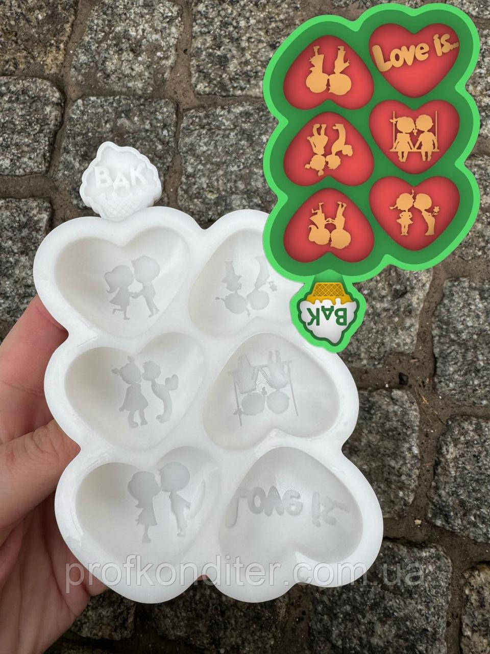 Ексклюзив! Силіконовий молд для шоколаду та ін "Цукерки-серця LOVE IS  №2", фото 1