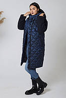 Пальто женское теплое зимнее Синий, 54