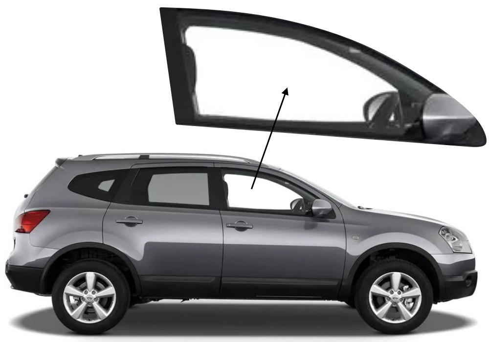 Бічне скло Nissan Qashqai + 2 2008-2014 передніх дверей праве