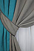 Комбіновані (2шт. 1х2,9м.) штори з мікровелюра. Колір бірюзовий з сірим. Код 014дк (835-966ш) 11-0115, фото 4