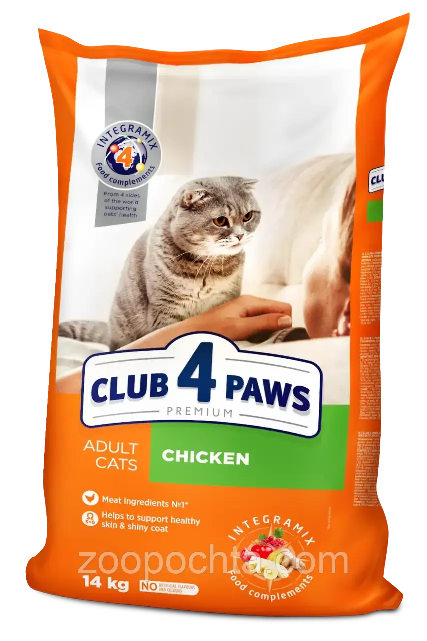 Сухий корм Club 4 Paws Premium Клуб 4 лапи для дорослих кішок, з куркою 14 КГ