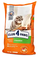 Сухой корм Club 4 Paws Premium Клуб 4 лапы для взрослых кошек и котов, с курицей 14КГ