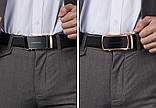 Набір чоловічий шкіряний ремінь автомат і гаманець-шум. Чоловічий подарунковий набір у коробці (чорний), фото 4