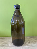 Бутылка стеклянная 1 л (темное стекло, пробка) упак 50шт.