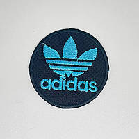 Нашивка круглая Adidas Адидас 60 мм (черная/голубая)