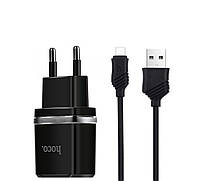 Сетевое зарядное устройство HOCO C12 Smart dual USB (Micro cable) charger set Black