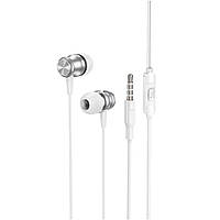 Наушники BOROFONE BM75 Platinum металл универсальные earphones with microphone Silver