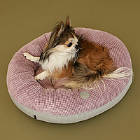 Овальний лежак для собак та котів Bagel Pink, м'яка лежанка з бортиком для дрібних і середніх порід