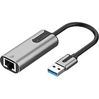 Адаптер Vention USB 3.0-A для Gigabit Ethernet Adapter Gray 0.15M Aluminum Alloy Type (CEWHB)