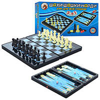 Шахматы MC 11788899 магнитные, 3в1 шахматы, шашки, нарды, пластик, размер поля 35-31, 5см, 32-18-5см
