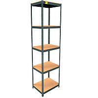 Складський металевий стелаж Emby Light Series (розмір 2400х600x450) 5 полиць ДСП до 100кг Чорний