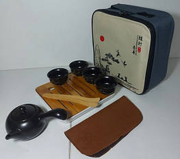 Набір для чайної церемонії дорожній у кейсі на 4 персони, Колір коричневий