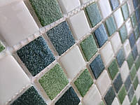 Мозаика MX25-1/05-2/12/14 белый зеленый темно-зеленый микс облицовочная для ванной, душевой, кухни