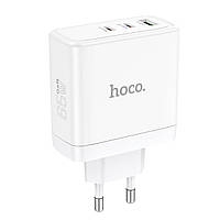 Сетевое зарядное устройство HOCO N30 Glory PD65W three-port(2C1A) fast charger White