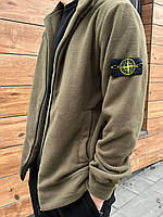 Топовая мужская Флисовая кофта Stone Island в теплом цвете хаки. Для уютных вечеров!