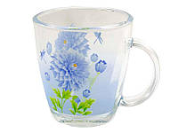 Чашка стеклянная для чая/кофе 380мл Синяя георгина арт. ост 3 ТМ INTEROS OS