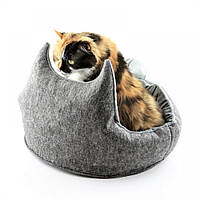 Спальне місце для кота з подушкою "Кошик" сіре