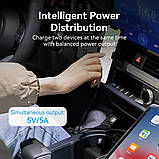 Автомобільний зарядний пристрій Vention Two-Port USB A+A(30/30) Car Charger Gray Mini Style Aluminium Alloy Type (FFEH0), фото 3