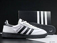 Мужские кожаные бело-черные кеды Adidas Spezial . Кожаные кроссовки адидас