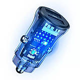 Автомобільний зарядний пристрій Usams US-CC162 C31 15W Transparent Dual USB A+A Mini Car Charger, фото 4