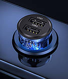 Автомобільний зарядний пристрій Usams US-CC162 C31 15W Transparent Dual USB A+A Mini Car Charger, фото 5