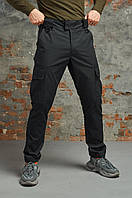 Демисезонные штаны карго мужские, стильные брюки с накладными карманами весна осень черные Рип стоп