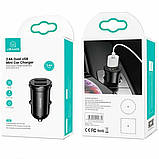 АЗП Usams US-CC114 C20 2.4A Dual USB Mini Car Charger Black, фото 3