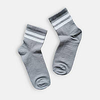 Носки высокие детские со спортивной резинкой Twinsocks р.18-20(29-31),22-24(34-37) черный, серый, розовый 22-24, Серый/белый