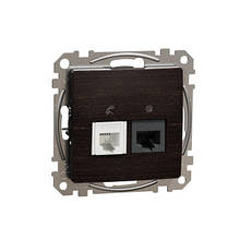 Розетка телекомунікаційна RJ45+RJ11 6UTP, венгеSedna Design & Elements