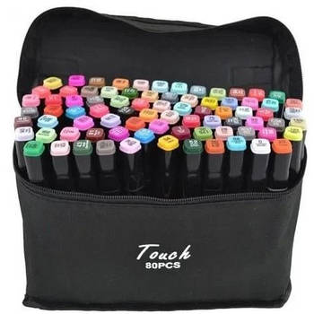Набір Маркерів для Малювання Touch 80 шт Двосторонні Фломастери для Творчості