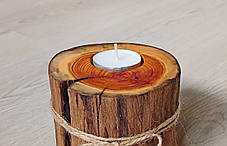 Підсвічник дерев'яний, під чайну свічку, шліфований, покритий маслом воском, ручна робота, фото 2