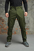 Демисезонные штаны карго мужские, стильные брюки с накладными карманами весна осень хаки Рип стоп
