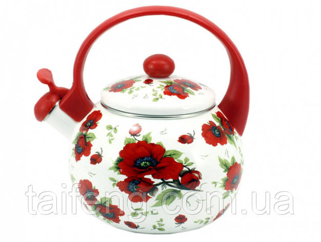 Чайник емальований зі свистком 2,2 л RED HANDLE Zauberg (9/L), фото 1