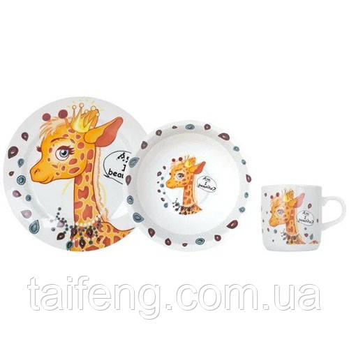 Набір дитячого столового посуду 3 предмети Pretty Giraffe Limited Edition C389/6025