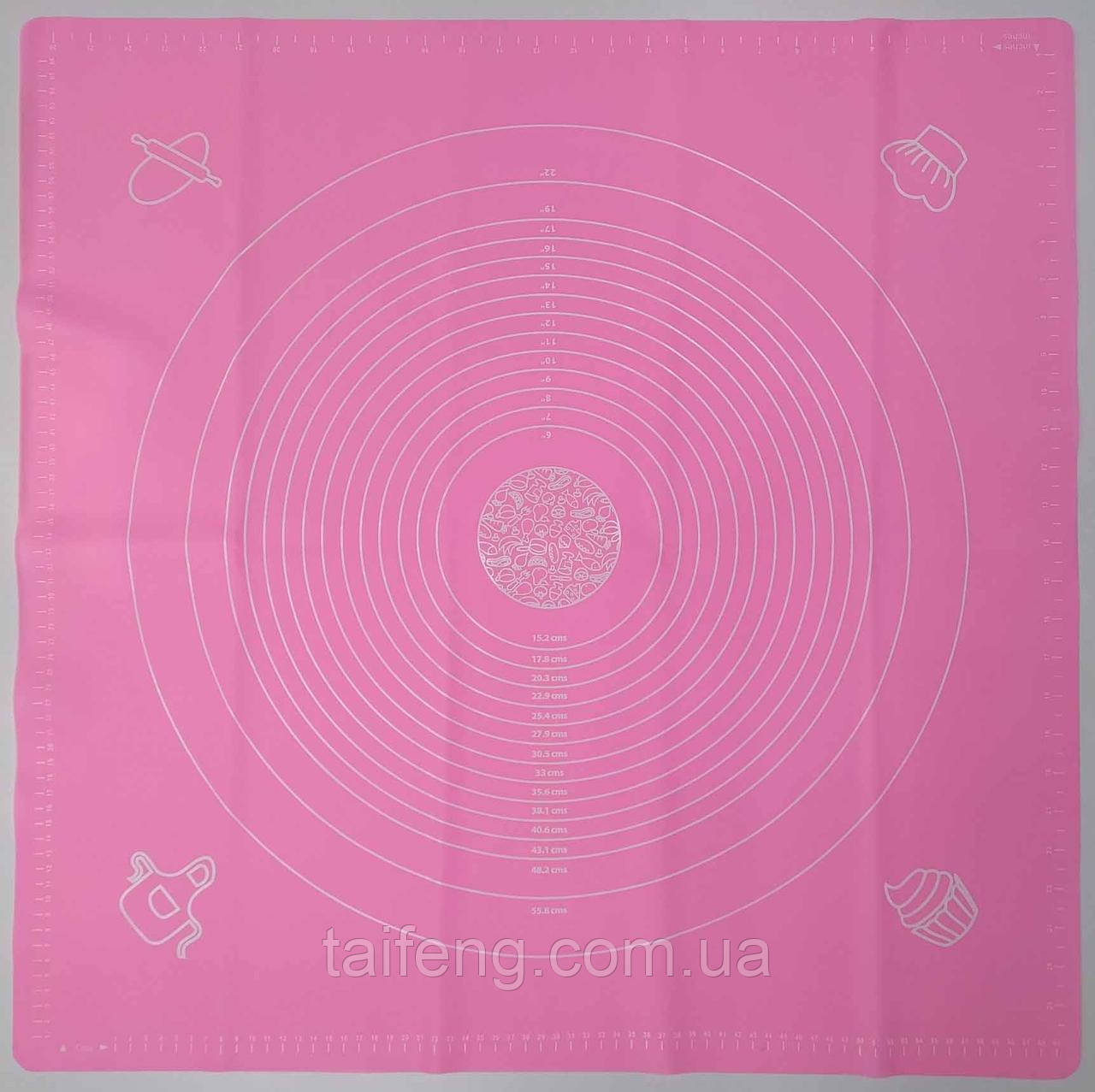 Силіконовий килимок GeN-A14 для розкачування та випікання тіста 70 х 70 см, рожевий