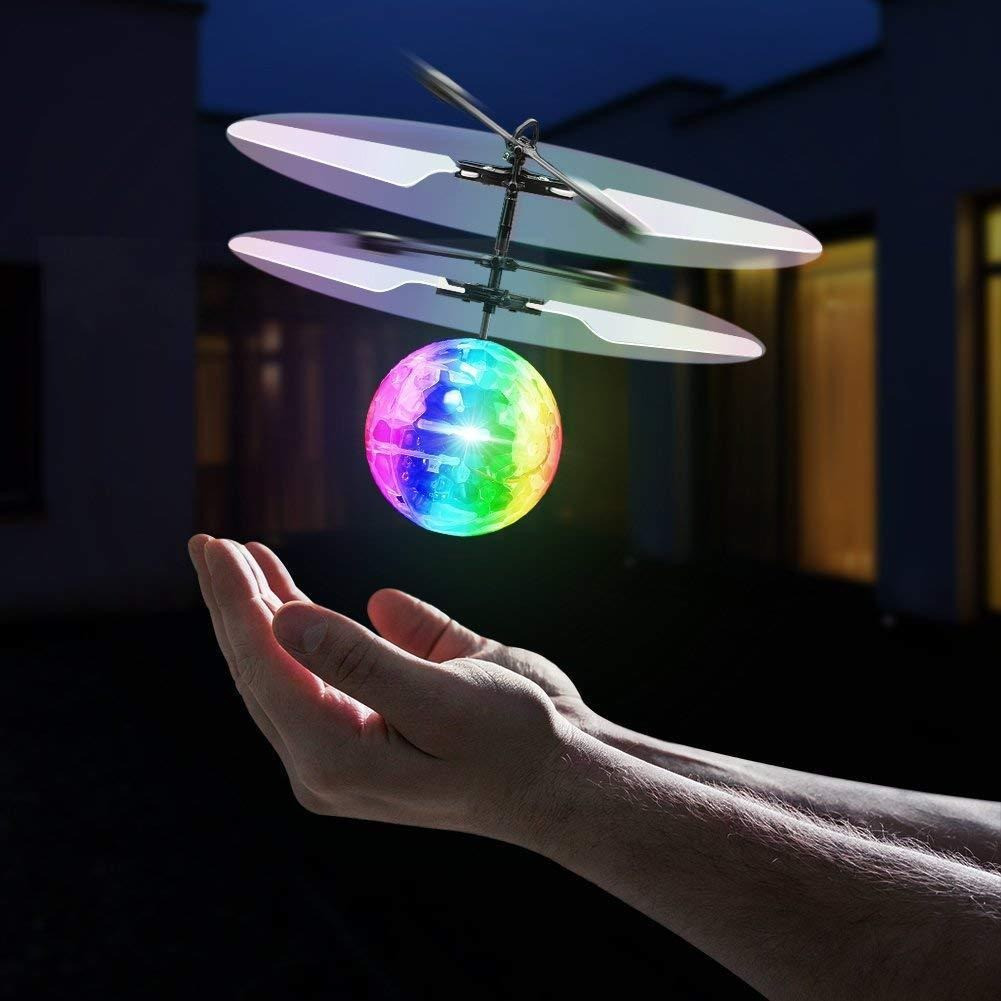 Индукционная сенсорная игрушка летит от руки Летающая игрушка Интерактивный светящийся летающий шар PLC - фото 2 - id-p2066192882