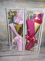 Розы из мыла Best Wishes букет в подарочной упаковке 1 Фуксия (Rose-35)