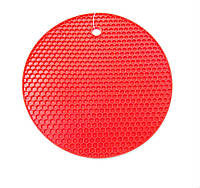 Подставка под горячее силиконовая круглая d-17.5 см Genes красная