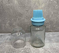 Бутылка для масла с силиконовой кисточкой прозрачная/голубая 150 мл Stenson WW01059