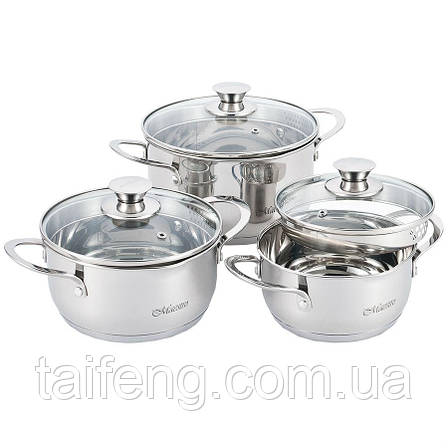 Набір каструль 6 предметів Maestro з неіржавка сталь із кришкою MR-3510-6, фото 1