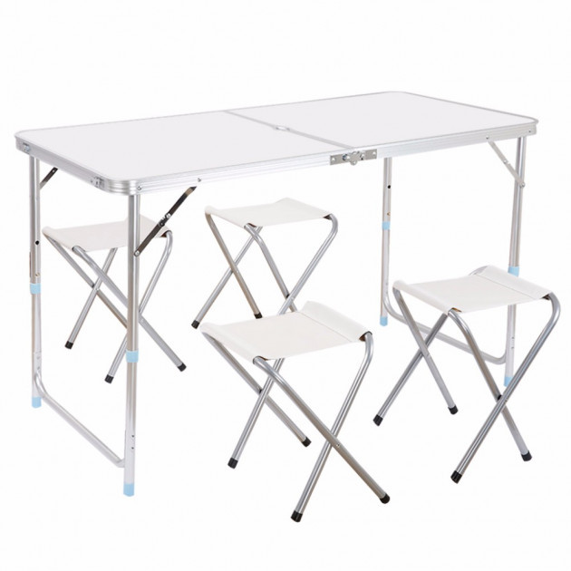 Туристический раскладной Стол для пикника Folding Table мебель для пикника стол и 4 стула Белый PLC - фото 2 - id-p2066193685