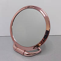 Двустороннее косметическое зеркало для макияжа на подставке 15 см Mirror 3108 розовое