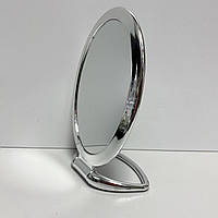 Двустороннее косметическое зеркало для макияжа на подставке 16*12,2см Mirror 3108 стальное