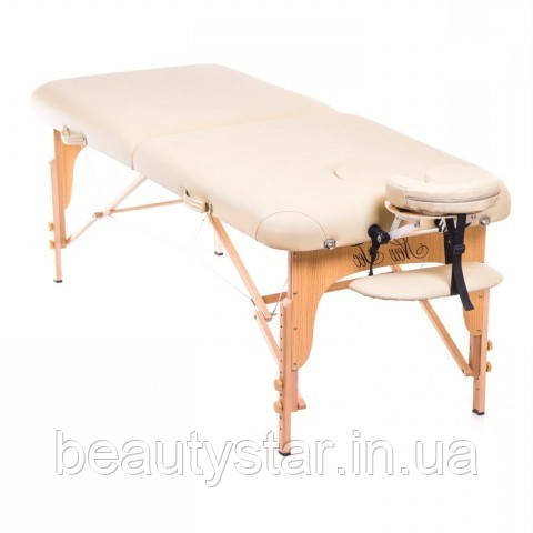 Кушетка автомат Портативний масажний стіл складаний бежевий MAXIMUM (190*76*62/87h), фото 1