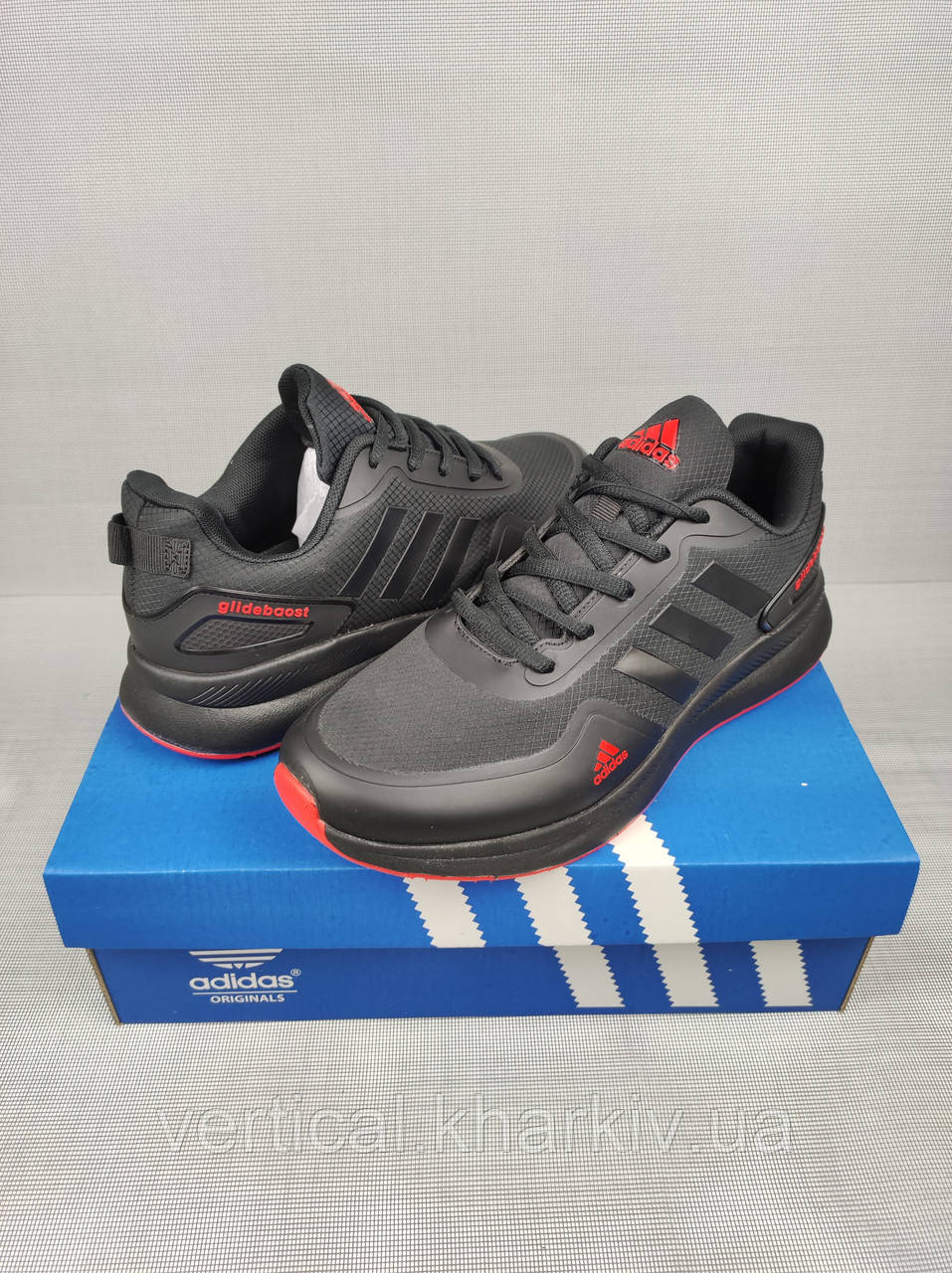 Мужские кроссовки Adidas Glide Black&Red 41-46 - фото 9 - id-p2066224472