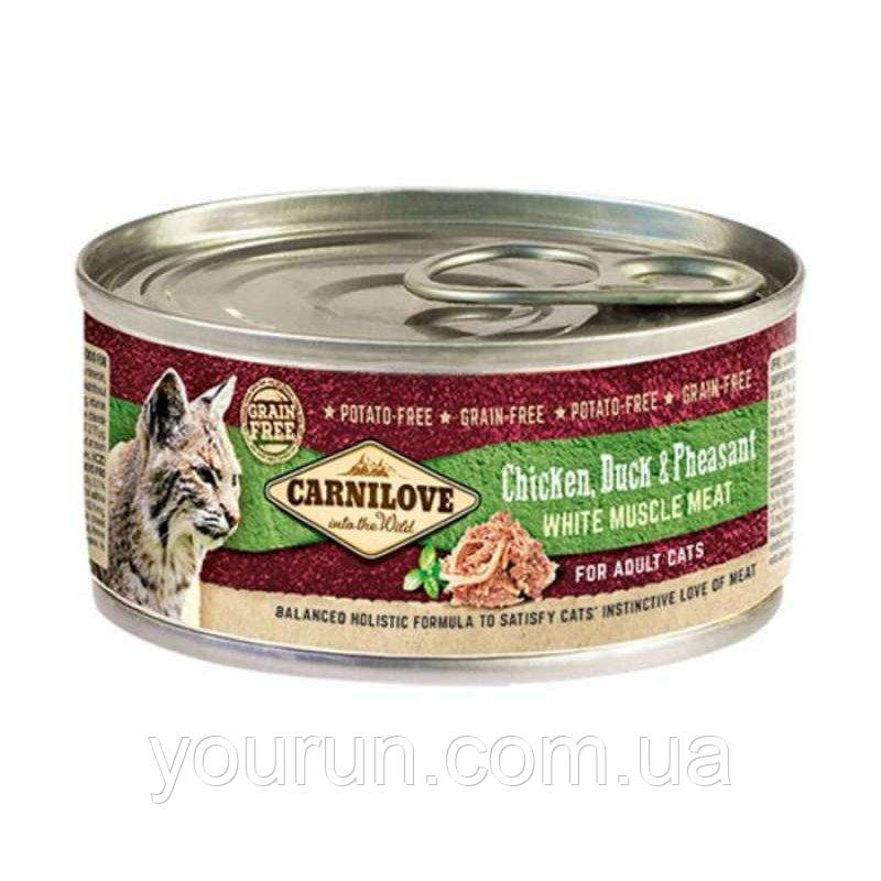 Carnilove Chicken, Duck&Pheasant Cat Adult консерви для котів з куркою, качкою та фазаном 100 гр, фото 1