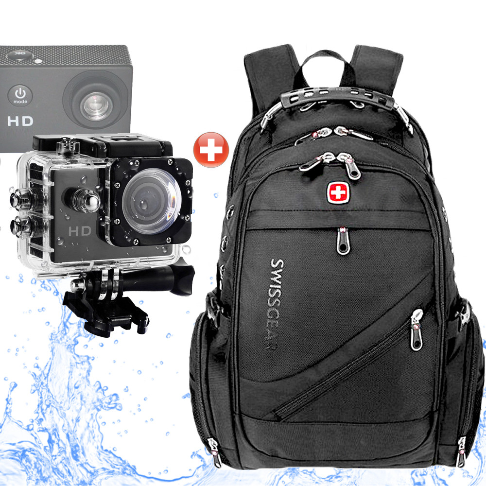 Водонепроницаемый швейцарский рюкзак 8810 школьный для подростков +экшн камера PLC - фото 1 - id-p2066198955