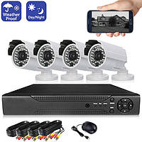 AHD Готовый Комплект видеонаблюдения на 4 камеры для улицы дома система наблюдения JORTAN-7066 PLC